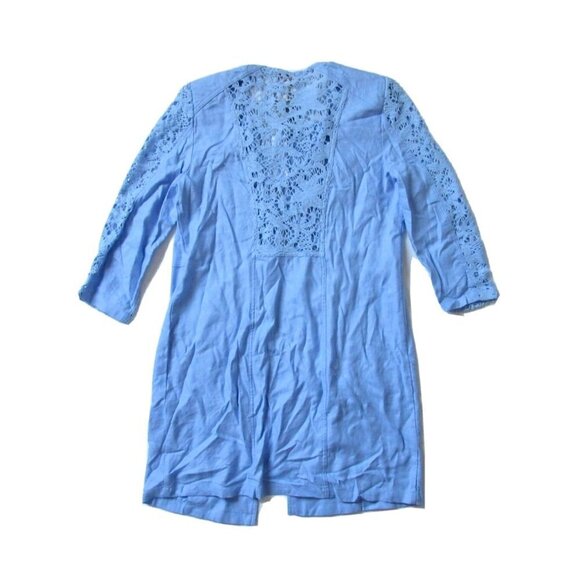 NWT Chico's Lovely Lace Mix Duster in Pale Parisian Blue Open Front Jacket 0 / 4 - Picture 5 of 5